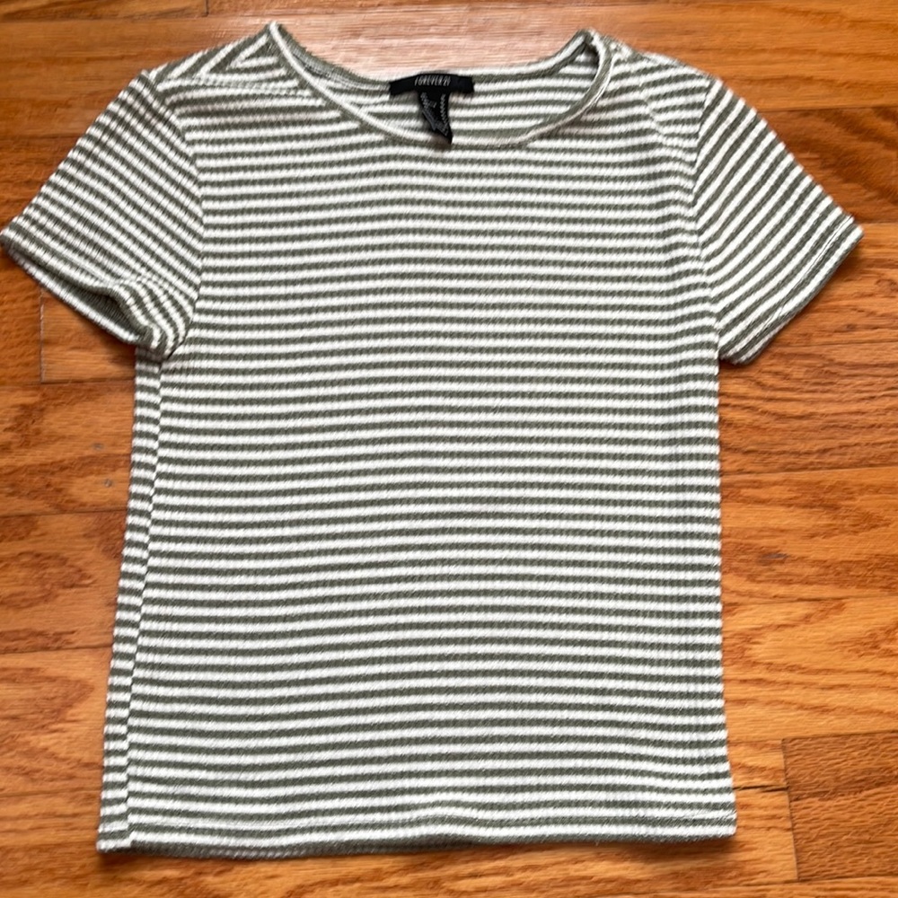 Striped Forever21 Cropped Tee